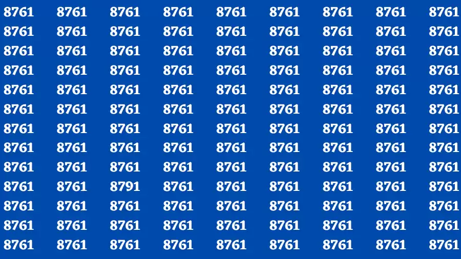 Observation Brain Test: If you have Hawk Eyes Find the Number 8791 among 8761 in 15 Secs