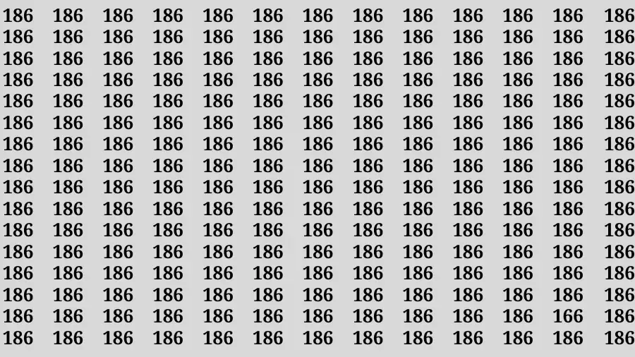 Observation Brain Test: If you have 50/50 Vision Find the Number 166 among 186 in 15 Secs