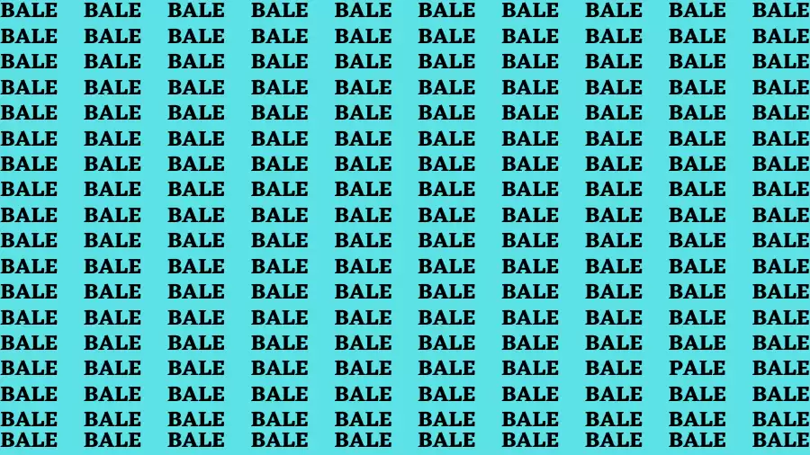 Brain Test: If you have Sharp Eyes Find the Word Pale among Bale in 15 Secs