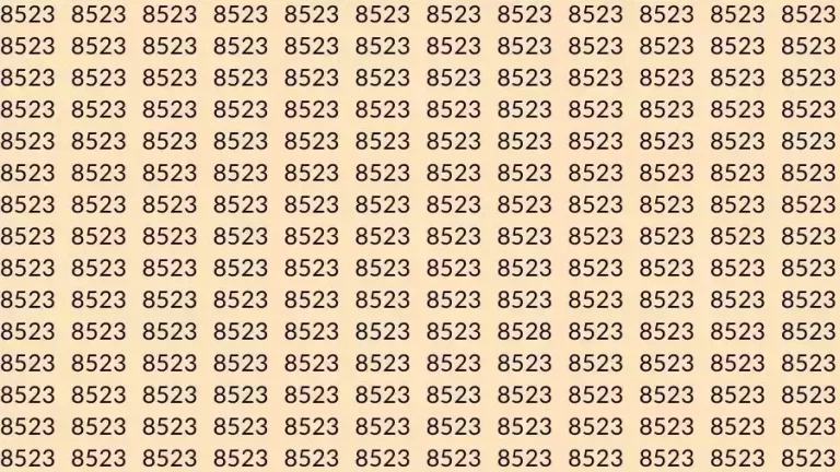 Optical Illusion Brain Test: If you have Eagle Eyes Find the number 8528 among 8523 in 10 Seconds?