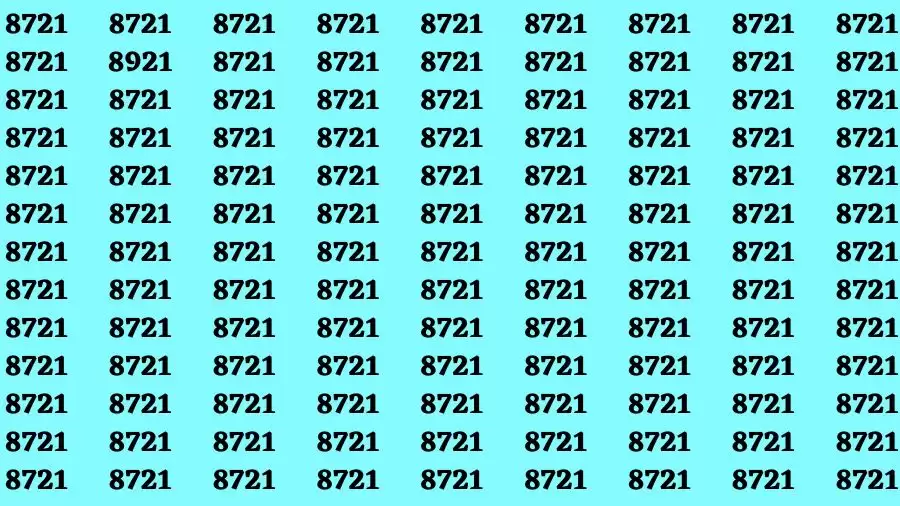 Observation Brain Test: If you have Keen Eyes Find the Number 8921 among 8721 in 15 Secs