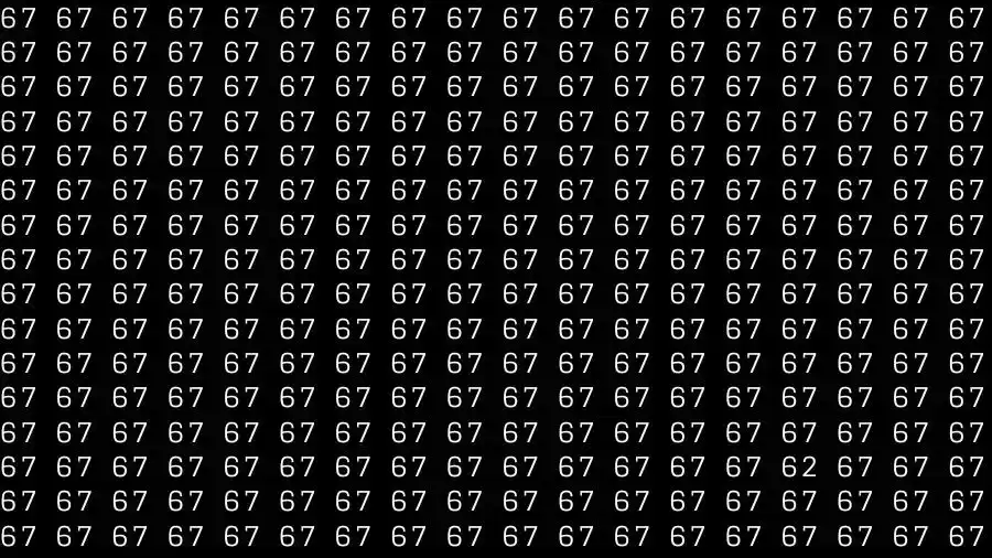 Observation Skills Test: If you have Eagle Eyes Find the number 62 among 67 in 15 Seconds?