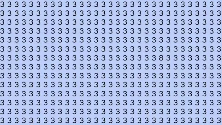 Observation Skills Test: If you have Eagle Eyes Find the number 8 among 3 in 14 Seconds?