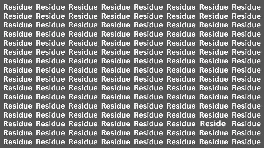 Observation Brain Test: If you have Hawk Eyes Find the word Reside among Residue in 12 Secs