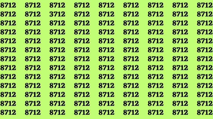 Observation Brain Test: If you have Hawk Eyes Find the Number 3712 among 8712 in 15 Secs