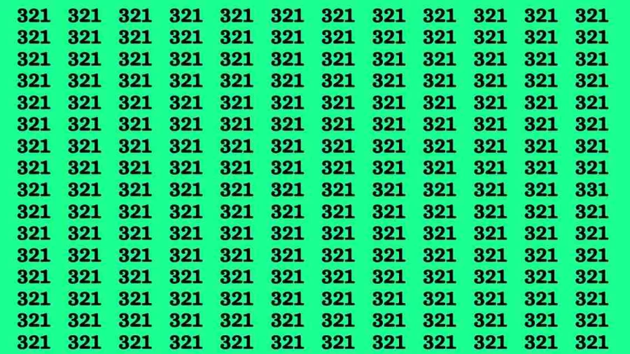 Observation Brain Test: If you have Eagle Eyes Find the number 331 among 321 in 12 Secs