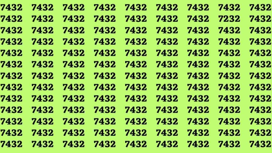 Observation Brain Test: If you have Hawk Eyes Find the Number 7232 among 7432 in 15 Secs