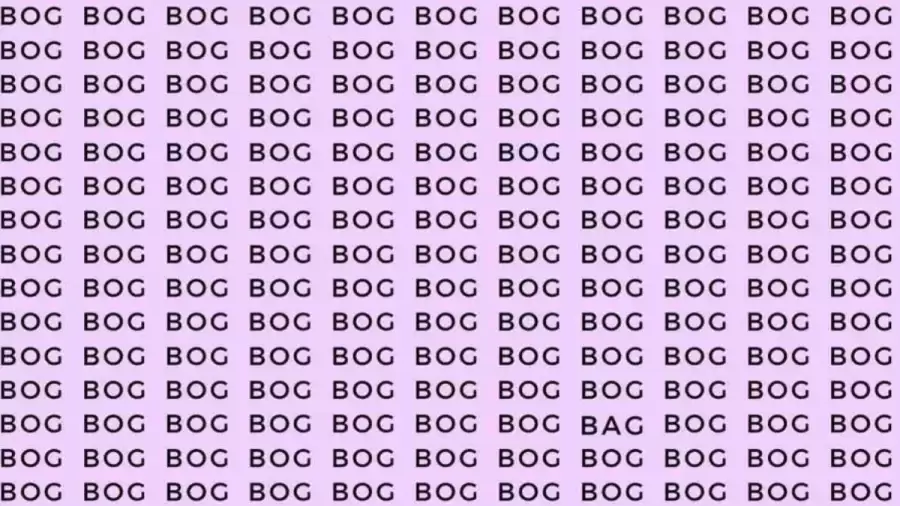 Observation Skill Test: If you have Eagle Eyes find the word Bag among Bog in 05 Secs