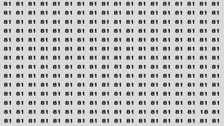 Observation Brain Test: If you have Eagle Eyes Find the number 18 among 81 in 12 Secs