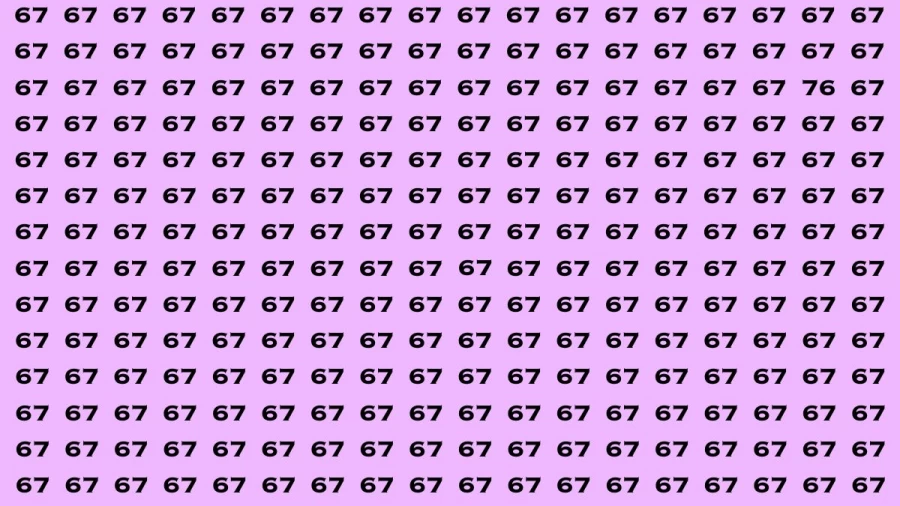 Observation Brain Test: If you have Hawk Eyes Find the Number 76 among 67 in 15 Secs