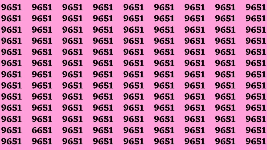 Observation Brain Test: If you have Sharp Eyes Find the number 6651 among 9651 in 20 Secs