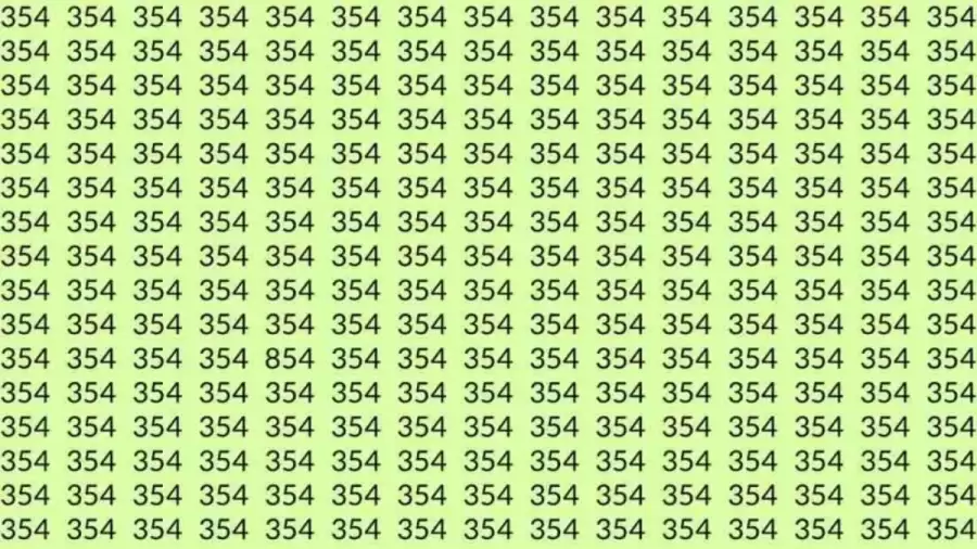 Optical Illusion Test: If you have Hawk Eyes Find the number 854 among 354 in 7 Seconds?