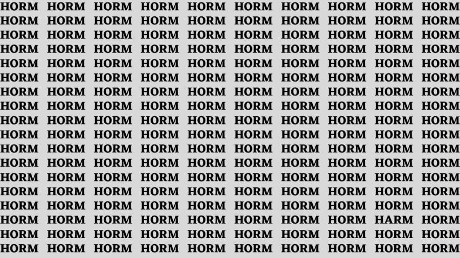 Observation Brain Test: If you have Eagle Eyes Find the word Harm among Horm in 12 Secs