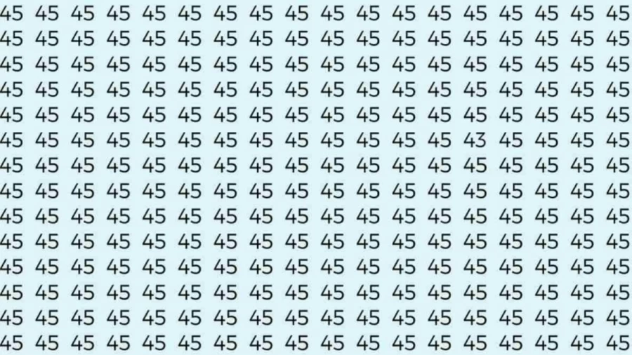 Optical Illusion Challenge: If you have Hawk Eyes Find the number 43 among 45 in 9 Seconds?