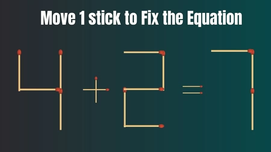 4+2=7 Move 1 Matchstick and Correct this Equation Within 20 Seconds | Brain Teaser Matchstick Puzzle