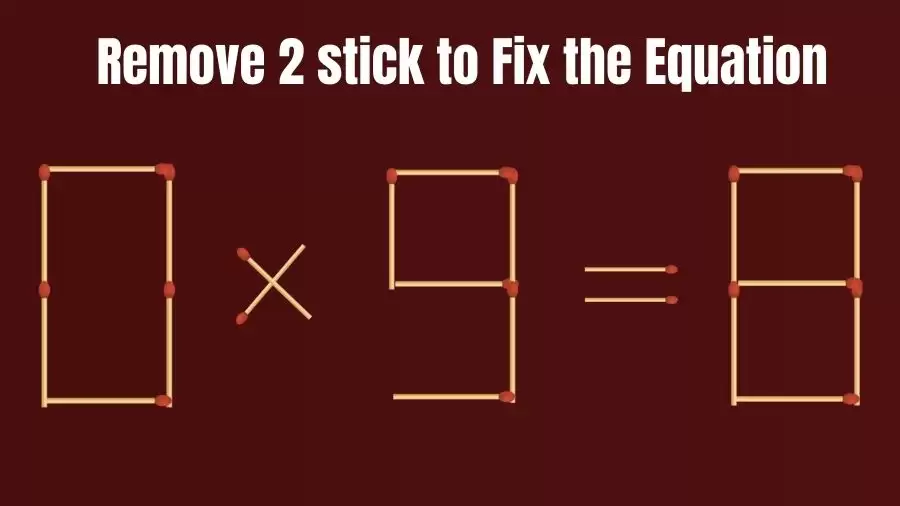 Brain Teaser: 0x9=8 Remove 2 Matchsticks To Fix The Equation | Matchsticks Puzzle