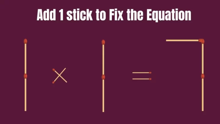 Brain Teaser: 1×1=7 Add 1 Matchstick to Fix the Equation | Matchsticks Puzzle