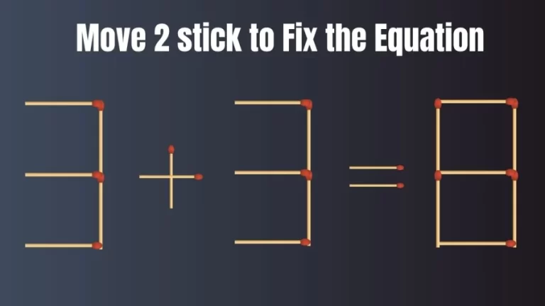 Brain Teaser: 3+3=8 Move 2 Matchsticks to Fix the Equation | Matchsticks Puzzle