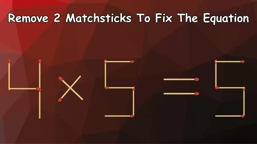 Brain Teaser: 4×5=5 Remove 2 Matchsticks To Fix The Equation | Matchsticks Puzzle