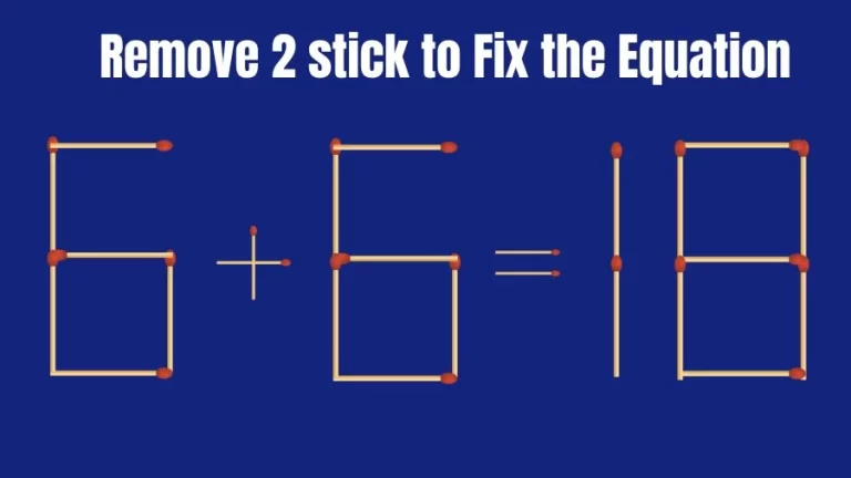 Brain Teaser: 6+6=18 Remove 2 Matchsticks to Fix the Equation | Matchsticks Puzzle