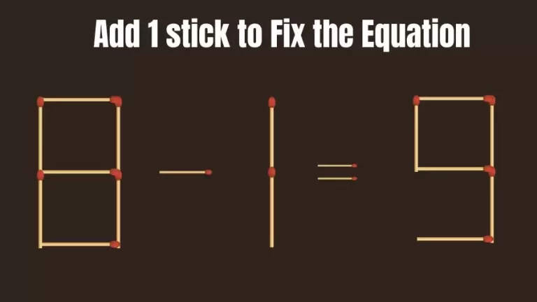 Brain Teaser: Add 1 Stick to Make the Equation 8-1=9 True