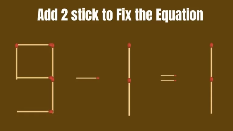 Brain Teaser: Add 2 Sticks to Fix the Equation | Matchstick Riddles