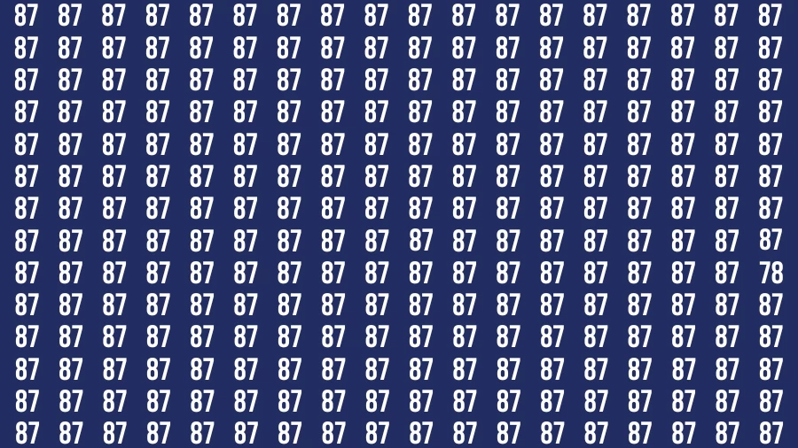 Brain Teaser Find the Number: If You Have Hawk Eyes find the Number 78 in 20 Secs