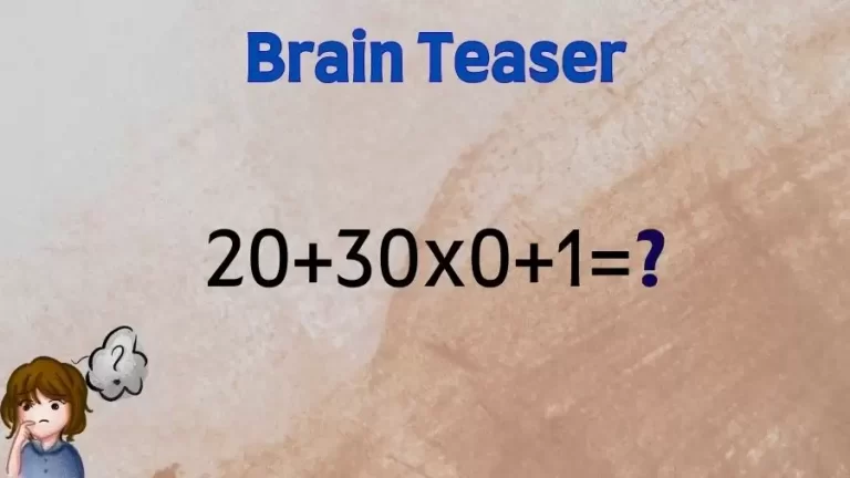 Brain Teaser IQ Test: Equate 20+30×0+1