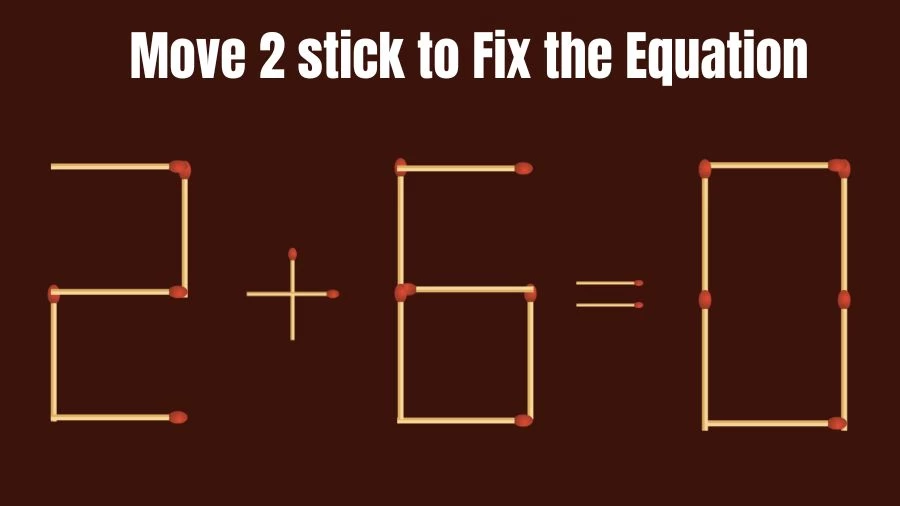 Brain Teaser for IQ Test: 2+6=0 Fix The Equation By Moving 2 Sticks | Matchstick Puzzle