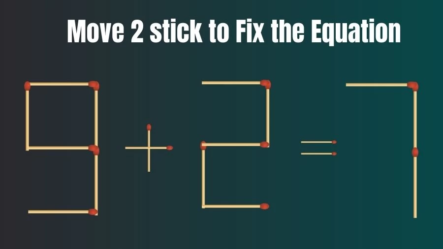 Brain Teaser for IQ Test: 9+2=7 Fix The Equation By Moving 2 Sticks | Matchstick Puzzle