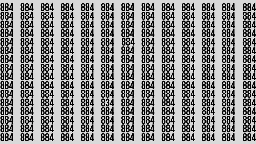 Brain Test: If you have Predator Eyes Find the Number 834 among 884 in 15 Secs