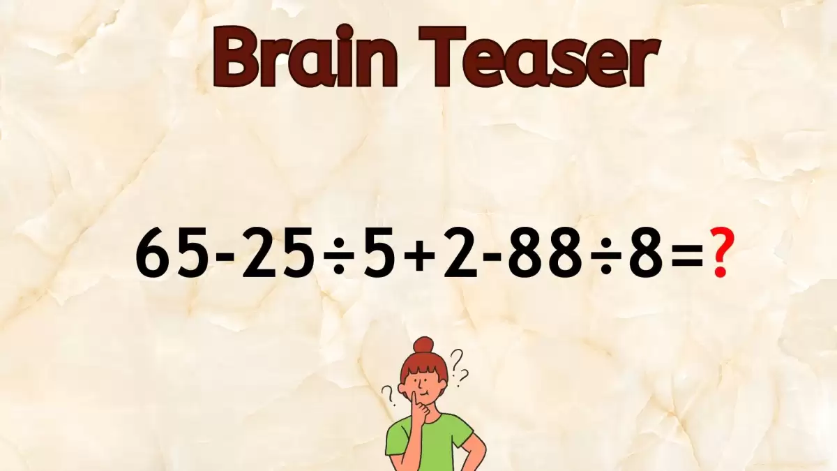 Can You Solve This Math Puzzle Equating 65-25÷5+2-88÷8=?