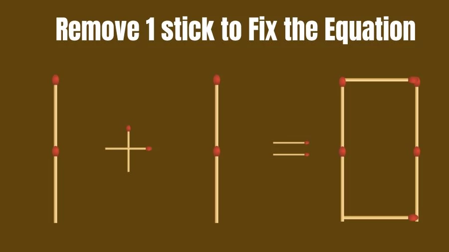 Matchstick Brain Teaser: 1+1=0 Remove 1 Matchstick to Fix the Equation | Matchsticks Puzzle