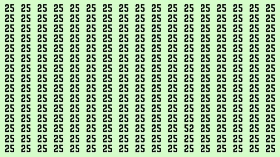 Observation Brain Challenge: Can you find the number 52 among 25 in 12 seconds?