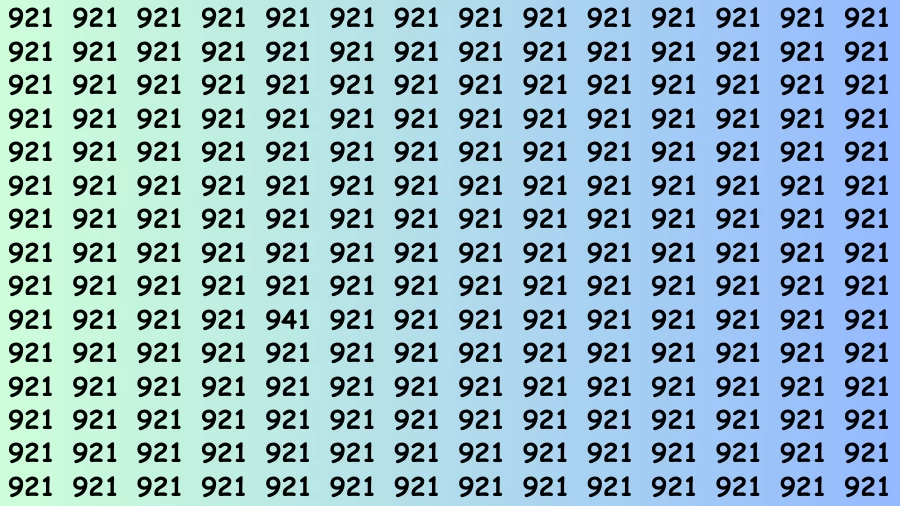 Observation Brain Challenge: If you have Eagle Eyes Find the number 941 among 921 in 12 Secs