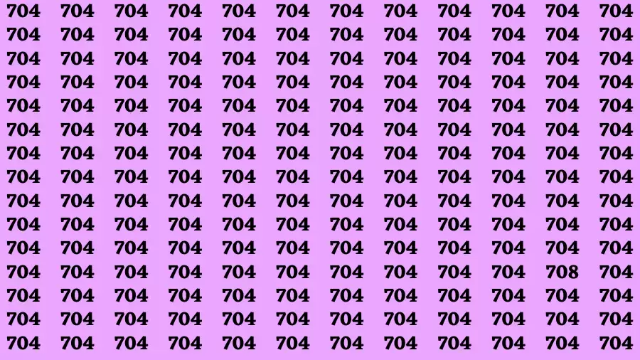 Observation Brain Challenge: If you have Predator Eyes Find the number 708 among 704 in 12 Secs