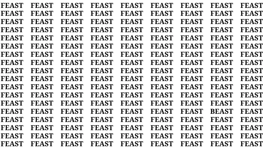 Observation Brain Games: If you have Hawk Eyes Find the word Beast in 18 Secs