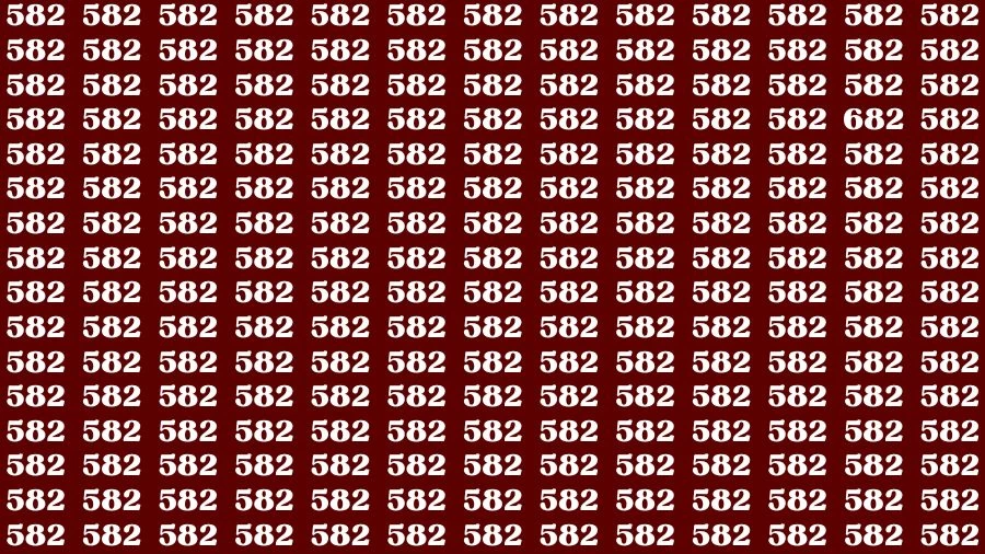 Observation Brain Test: If you have 50/50 Vision Find the Number 682 among 582 in 18 Secs