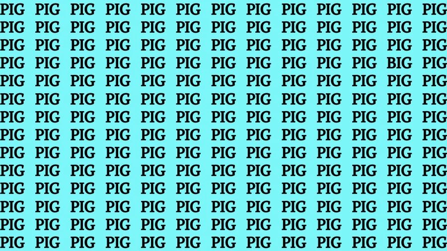 Observation Eye Test: If you have Sharp Eyes Find the word Big among Pig in 20 Secs