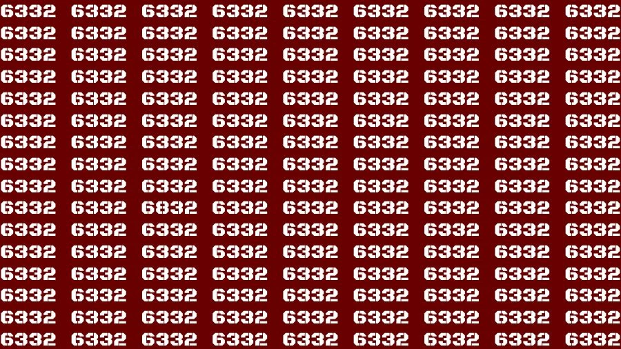 Observation Skill Test: If you have Sharp Eyes Find the Number 6832 among 6332 in 15 Secs