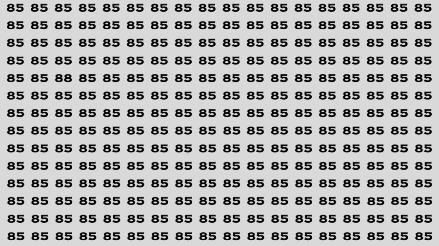 Observation Visual Test: If you have Keen Eyes Find the Number 88 among 85 in 15 Secs