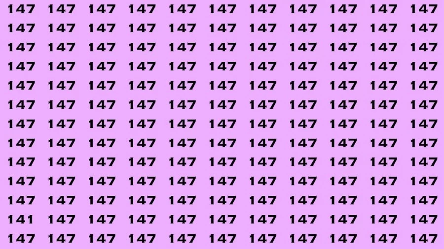 Observation Visual Test : If you have Keen Eyes Find the Number 141 among 147 in 15 Secs