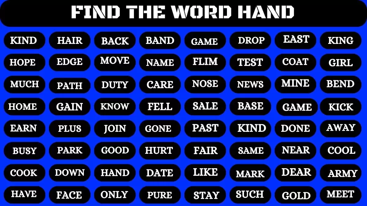 Optical Illusion Visual Test : If you have Eagle Eyes Find the Word Hand in 12 Secs