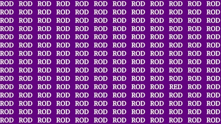 Visual Test: If you have 50/50 Vision Find the Word Red among Rod in 15 Secs