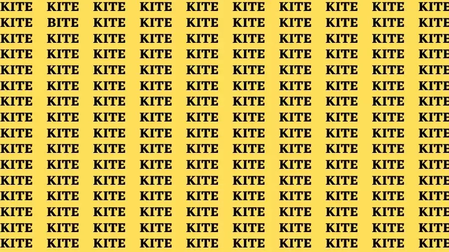 Visual Test: If you have Sharp Eyes Find the Word Bite among Kite in 15 Secs