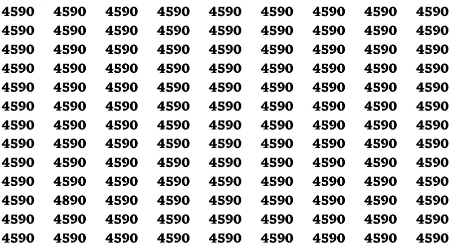 Visual Test: If you have Sharp Eyes Find the number 4890 among 4590 in 20 Secs