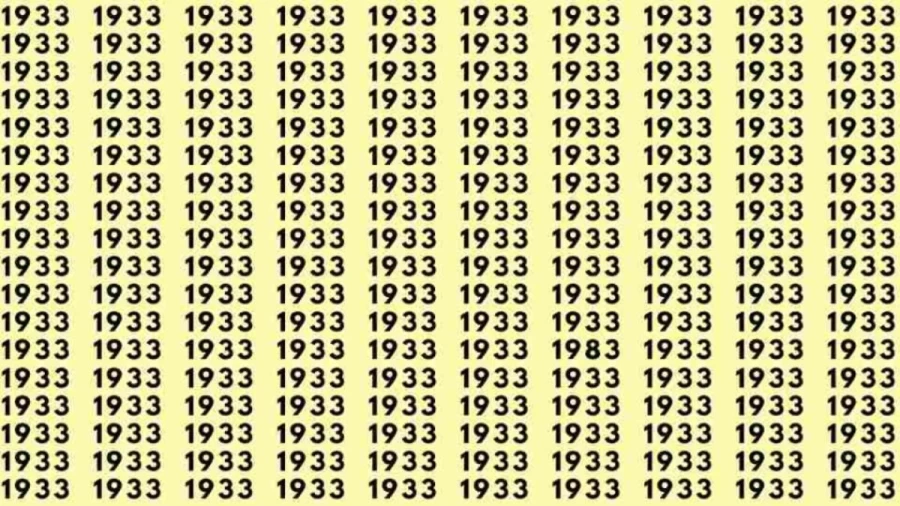 Optical Illusion Brain Test: If you have Sharp Eyes Find the number 1983 among 1933 in 7 Seconds?