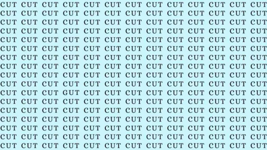 Observation Skill Test: If you have Eagle Eyes find the Word Gut among Cut in 08 Secs