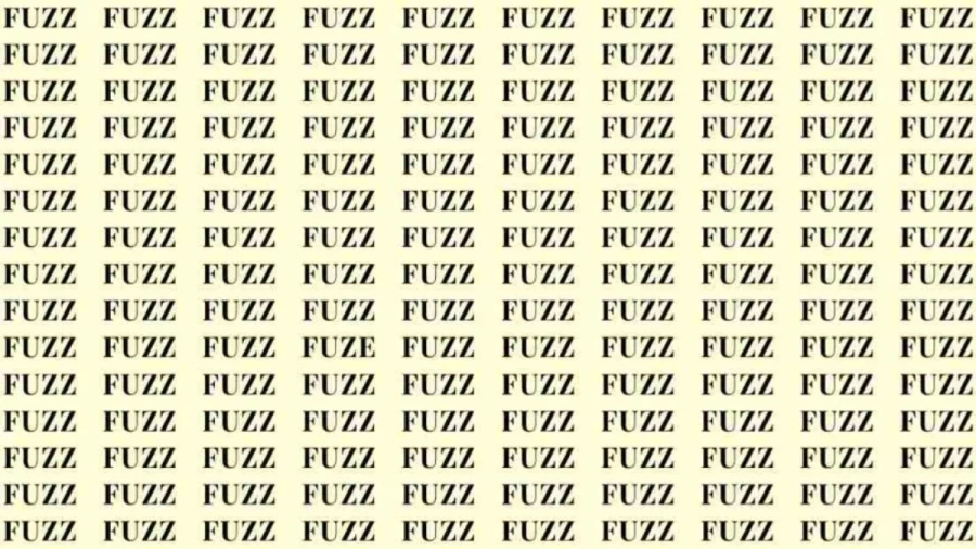 Observation Skill Test: If you have Eagle Eyes find the Word Fuze among Fuzz in 06 Secs