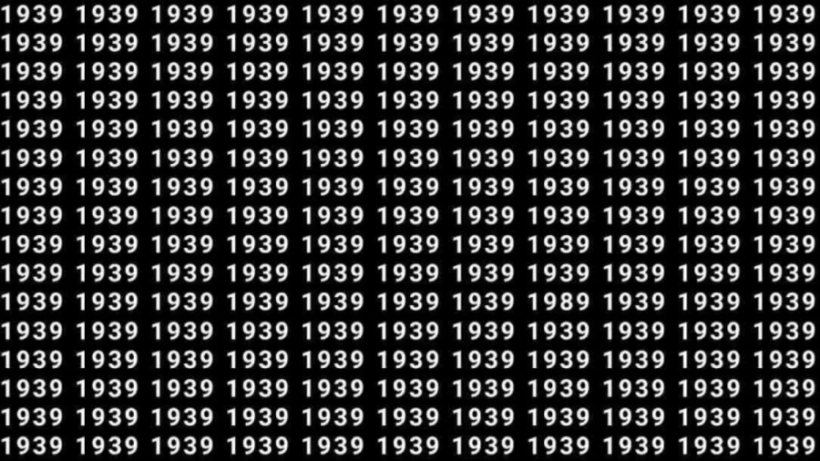 Optical Illusion Brain Test: If you have Sharp Eyes Find the number 1989 among 1939 in 7 Seconds?